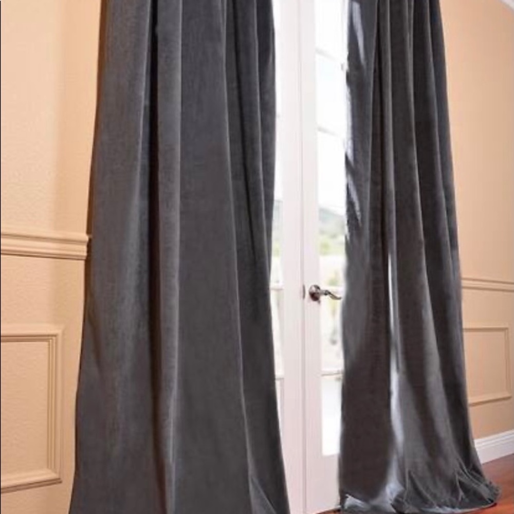 Luxury Blackout Gray Velvet Curtain Panels